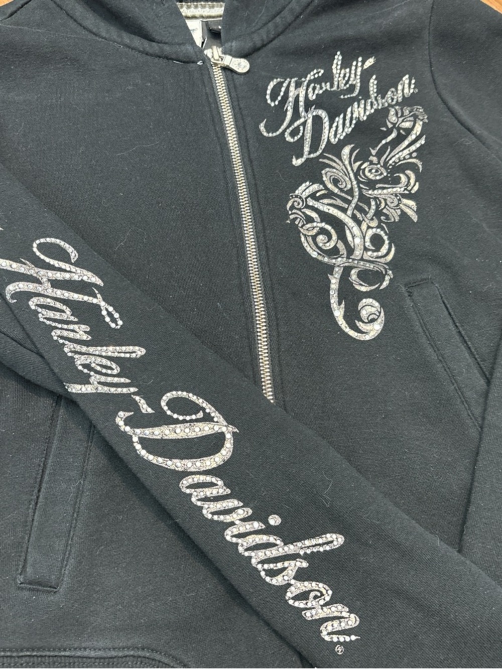 Harley-Davidson Black Hoodie with Silver Script Accents - Picture 2 of 4